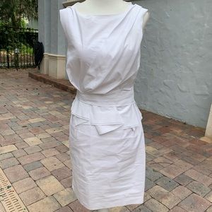 DVF White Sheath Cotton Peplum Dress